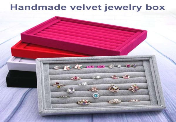 

high level velvet jewelry display tray bracelet holder necklace ring earring box jade pendant stand jewelry storage organizerlxh3686951, Pink;blue