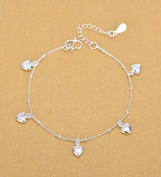 

fashion female lovely heart charm bracelet for women 925 sterling silver birthday gifts jewelry 2105074806869, Golden;silver