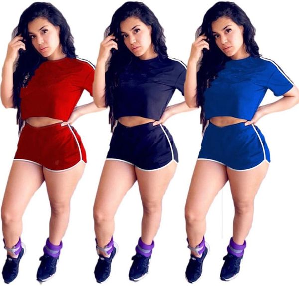 

plus size 3xl summer clothing women outfits jogger suit two piece set short sleeve tshirt crop shorts casual tracksuit sports8227669, Black;gray