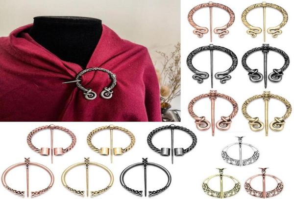 

pins brooches 2021 fashion vintage brooch viking bronze hollow belt buckle spiral cloak pin clasp retro medieval norse jewelry6021912, Gray