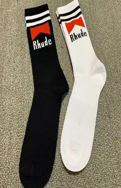 

rhude socks men women casual cotton rhude crew sock black white color4562951