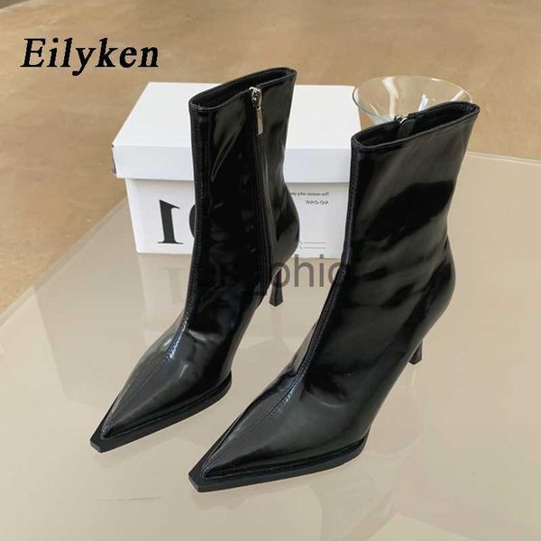 

boots eilyken fashion design cozy soft leather women ankle boots pointed toe short booties stripper high heels shoes j230811, Black