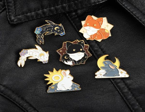

cartoon dog rabbit fish animal clothes pins european cute paint moon sun brooches cowboy collar backpack skirt badge jewelry acces1062005, Gray