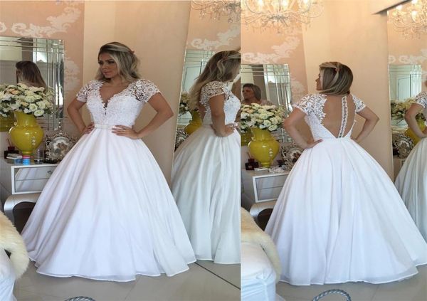 

elegant short sleeve prom dress aline lace appliques with pearls bow white evening gowns vestidos de noche tallas grandes4625389, Black