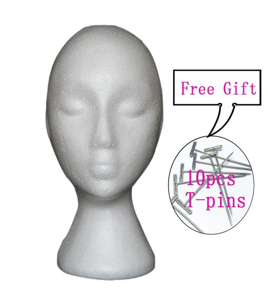 

female styrofoam mannequin manikin head model foam wig hair hat glasses display1313531, White