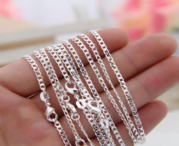 

wholel 100pcs lot 925 sterling silver curb chains 2mm women lady necklace chains jewelry 1630 bulk6236869