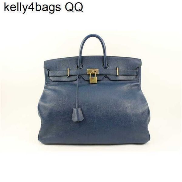 

bags hac 50 size designer bag customized version 10a large capcity for trip handmade genuine leather birkins genuine leather navy blue skipp