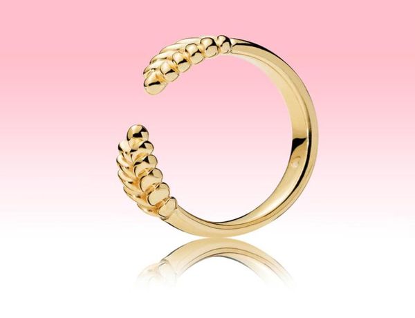 

yellow gold plated open grains ring women men's fashion jewelry with original box for p real 925 silver rings set 205150, Slivery;golden