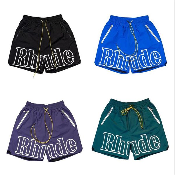 

designer mens rhude shorts swimming short pant hip hop high street sports print fashion rh summer training beach short men elastic197f, White;black