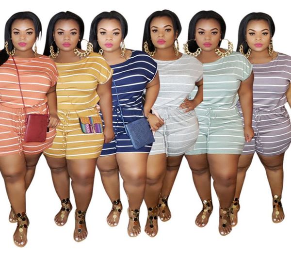 

summer women playsuit striped jumpsuits bandage crew neck jump suits short sleeve rompers casual bodysuits clothing dhl 53874225388, Black