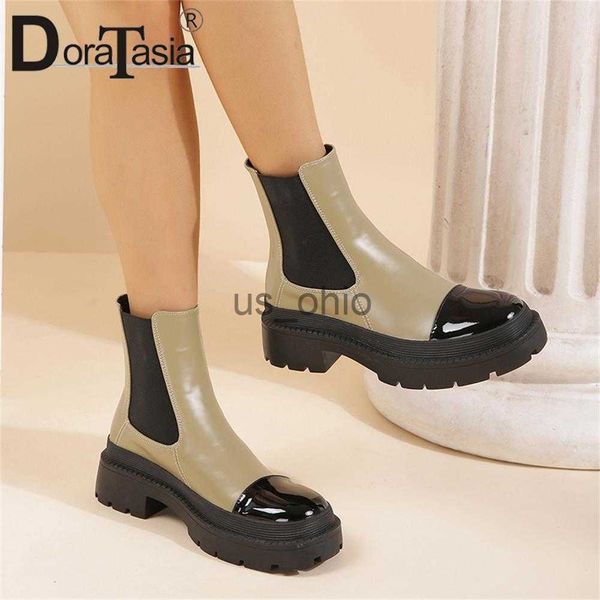 

boots brand design female platform ankle boots fashion patchwork mixed colors chunky heels women's boots casual party woman shoes j2308, Black
