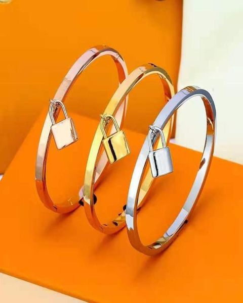 

316l titanium classic bangles bracelets for fashion lock bracelet wedding bangle rose gold sliver 3 colors2699084, Black