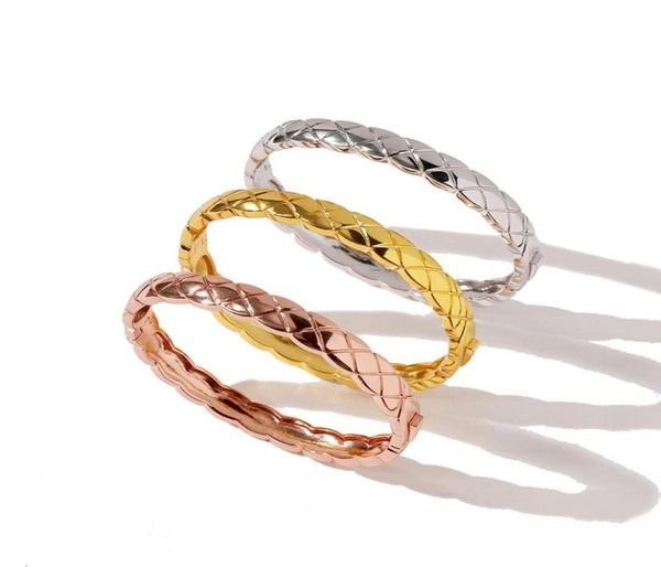 

fashion luxury brand designer bangle bracelets for women men classic lovers simple 18k gold silver bracelet jewelry9967393, Black