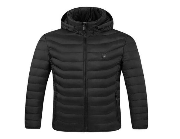 

men women smart usb heating hoodies thermal warmer electric heated jacket winter outdoor cotton coat parka solid hooded jackets3546784, Black