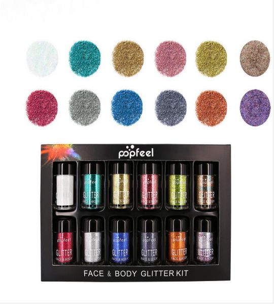 

highlighters face body glitter kit 12piece ultra pigmented glitter shadows multifunctional luminous sequins cosmetic set2221881