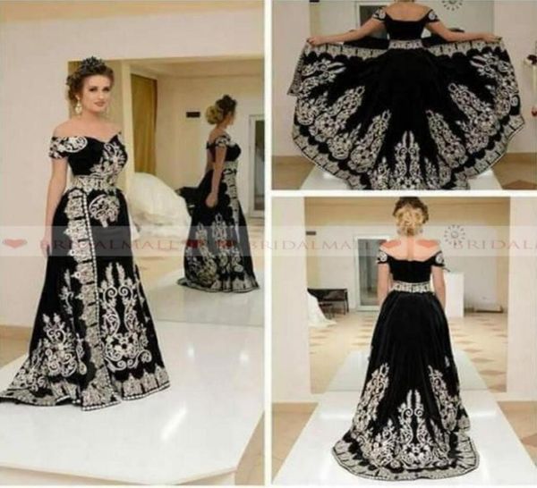 

plus size 2021 off shoulder black satin african mermaid evening dresses dubai arabic formal party gowns appliques overskirts prom 4823570, Black;red