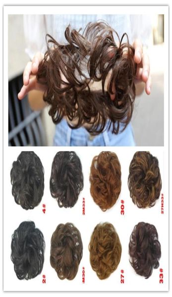 

5pcslot 10colors available women039s elastic rubber band in hair chignons curly hair ring heat resistant syntheti7817520, Black;brown
