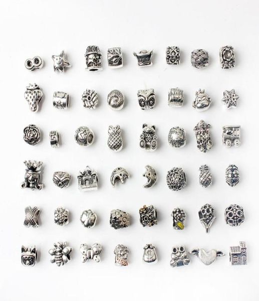 

48pcs mixed style wholesale alloy beads charms for p diy jewelry european bracelets bangles women girls gifts5429534, Black