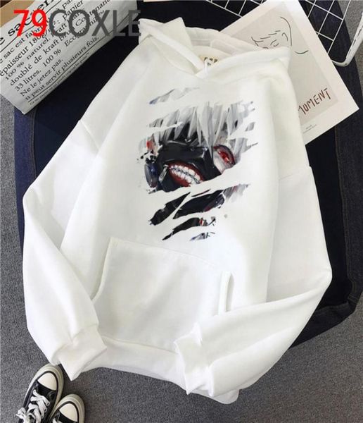 

japanese anime tokyo ghoul graphic hoodies men kawaii lounge wear clothing cartoon kaneki ken streetwear sweatshirts male x4293937, Black