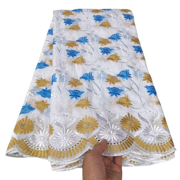 

2023 5 yards swiss voile fabric rhinestones nigerian ladies dinner party formal dress dentelle cotton cloth sewing craft women beautiful gow, Black;white