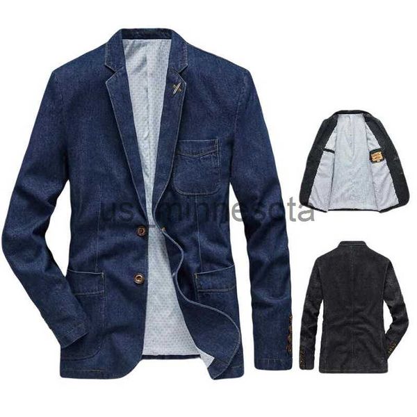 

men's jackets men's denim clothes blazer fashion denim jacket men suits collar business coat male brand suit blazer j230811, Black;brown