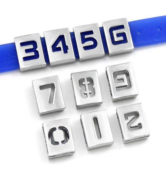

20 pieceslot alphabet letters accessory whole 8mm hollow slide number 09 number fit diy bracelet lssl02309209307043, Golden;silver