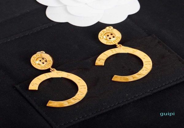 

2021 drop earring with words design and button shape s925 silver pin women wedding jewelry gift have box ps40265041709, Golden