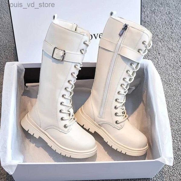 

zip kids leather boots for girls boys high mid-calf fashion boots autumn winter fashion solid colors non-slip long snow boots t230811, Black;grey