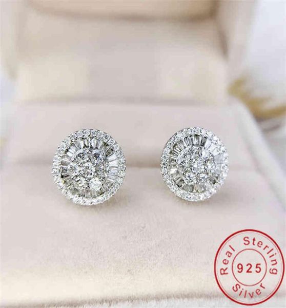 

charm 18k gold lab diamond stud earring real 925 sterling silver jewelry engagement wedding earrings for women bridal party gift2037081, Golden