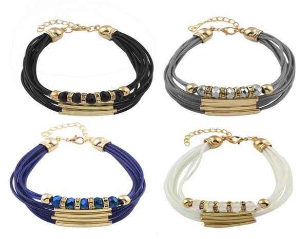 

explosion bracelet europe and america bohemian multilayer korean wax crystal woven bracelet wy12115876758, Golden;silver