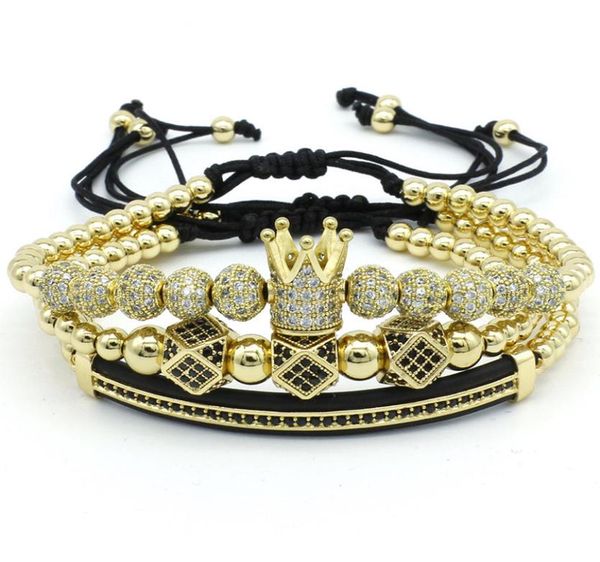 

men039s jewelry crown charm studded zircon men039s women039s couple bracelet lace bead bracelet whole designer bracel4688362, Golden;silver