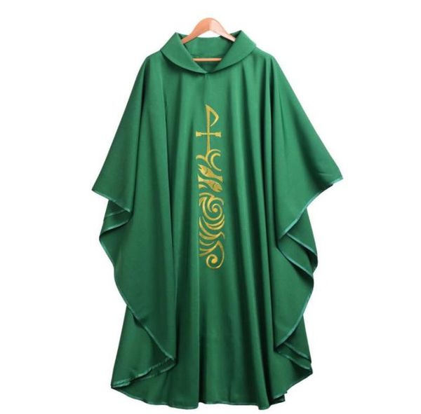 

holy religion clergy green catholic church robe priest chasuble celebrant roll collar vestments cosplay costumes 3 styles3917768, Black;red