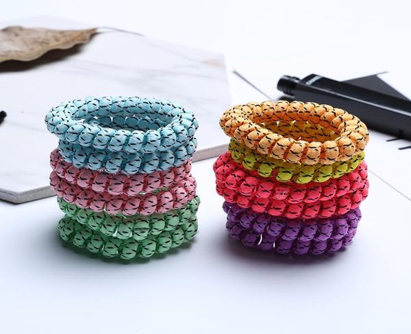 

women telephone wire cord hair tie girls elastic hair rubber band ring rope candy color hair accessories whole7231159, Slivery;white