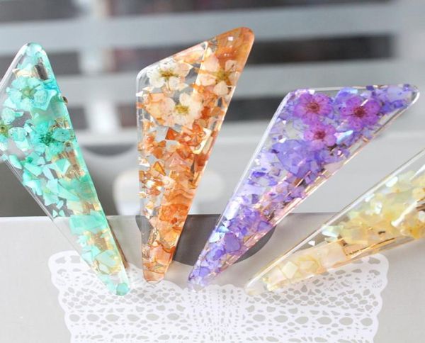 

whole baby plastic triangle hairpins 20pcs shell floral kids hairclips women headwear cute girls acetate sheet hair accessori7758225, Slivery;white