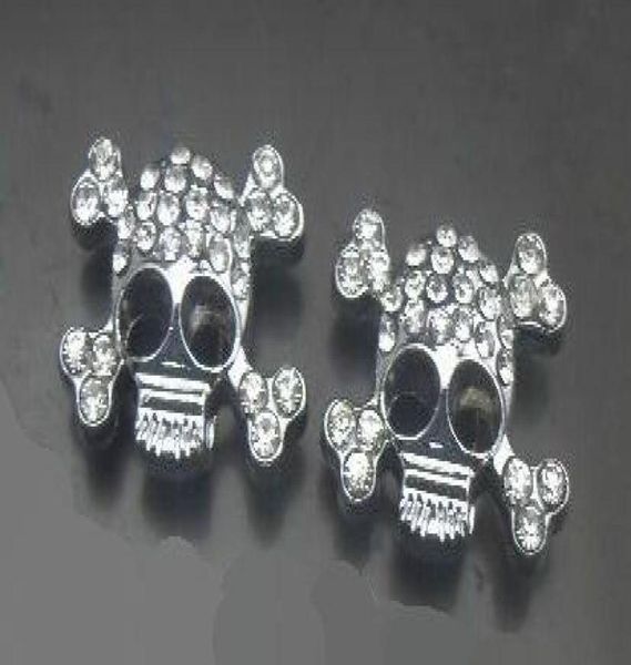 

whole 100pcslot 10mm rhinestones skull slide charm fit for 10mm diy pet collar leather wristband8938937, Bronze;silver