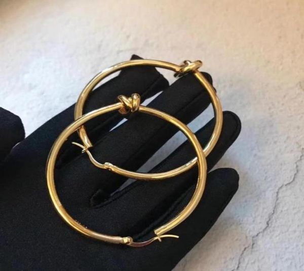 

european designer jewelry earrings knot large gold finish yellow copper circle earrings luxury woman wedding engagement earrings6532304, Golden;silver
