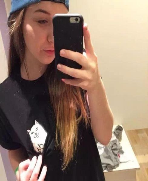 

zsiibo fashion funny cat women039s pocket cat tshirts casual clothing short sleeve t shirt female loose fit hip hop27202845695, White