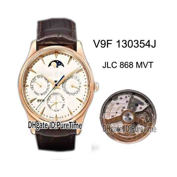 

mens watch automatic rose gold silver dial moon phase leather ultra thin perpetual calendar edition, Slivery;brown