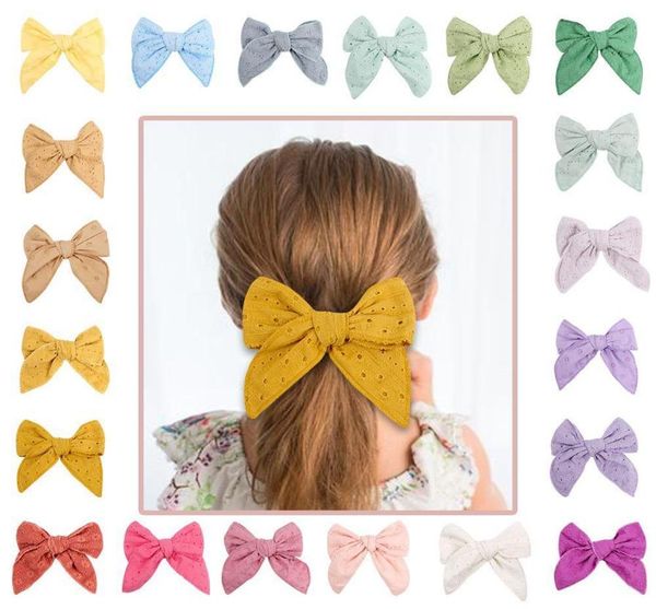 

new 6inch fable bow hair clips baby lace embroidery hair bow hairpins girls kids barrettes curled edge nylon headband9947652, Slivery;white
