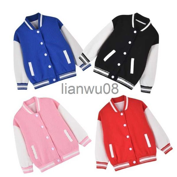 

jackets boys baseball uniform girls coat 2023 winter clothes children casual loose long sleeve jackets warm kids outer wear x0811, Blue;gray