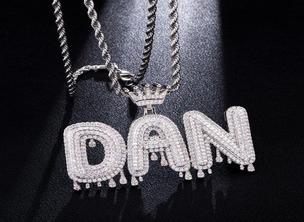 

hip hop custom name letters pendant necklace micro cubic zircon with rope chain or cuban chain1955429, Silver