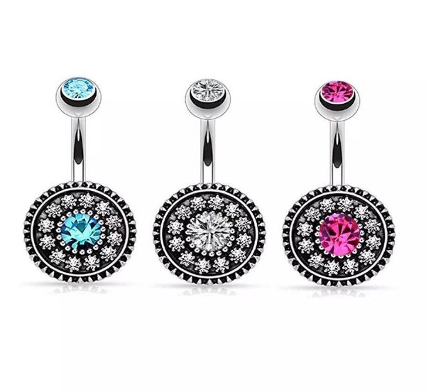 

5 colors rhinestone bohemian stainless steel jewelry navel bars silver belly button ring navel body piercing jewelry9548532