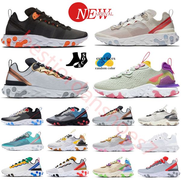 

running element 55 react vision 87 shoes men women triple black camo cargo volt white gold blue green pumice grey silver phantom outdoor sne