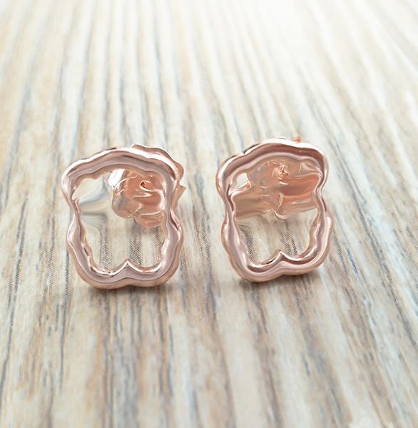 

rose verimel silver new carusle earrings stud bear jewelry 925 sterling fits european jewelry style gift andy jewel 8169835008894213, Golden;silver