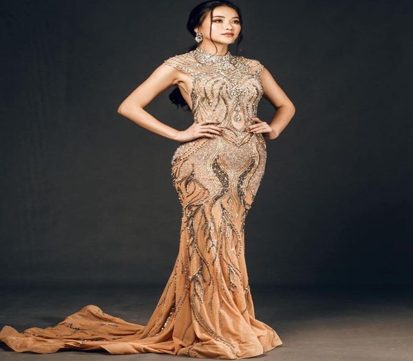 

arabic aso ebi gold luxurious sparkly evening dresses beaded crystals prom dresses mermaid formal party second reception gowns zj22868521, Black