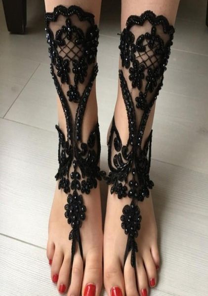 

lace anklets 2019 black white ivory beach barefeet jewellery stretch leg bracelets for wedding bridal bridesmaid foot jewell3313576