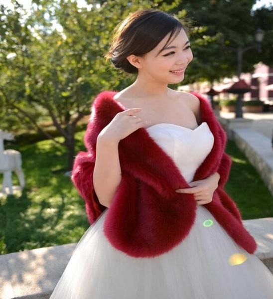 

red black white faux fox fur boleros bridal wraps wedding dress fur shawl jackets ivory blue grey burgundy evening party dress cap9029880