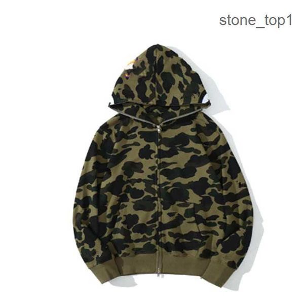 

men's designer hooded zippered jacket bapes hoodie camouflage print shark hoodie bathing ape y2k american street fashion selling hoodie, Black