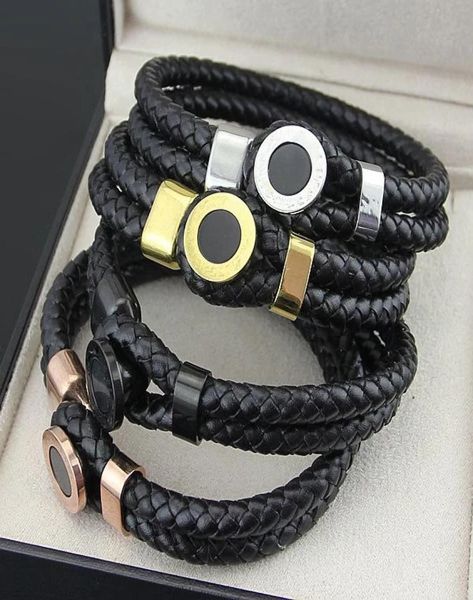 

stainless steel fashion bracelets 2021 brand jewelry bracelet m design with logo black genuine leather chain4745998, Golden;silver