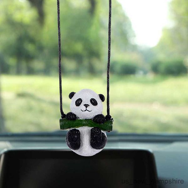 

decorations decoration cute panda mirror car pendant cartoon decor auto accessories interior leather lanyard resin ornaments r230811